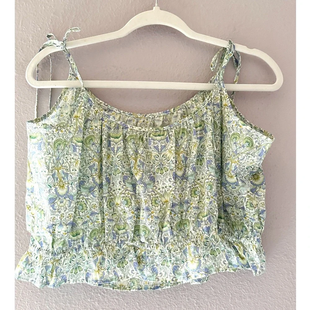 NWT J.Crew Organic Cotton Ruffle Waist Tank in Liberty Lodden Fabric Fairy XL - Picture 6 of 6